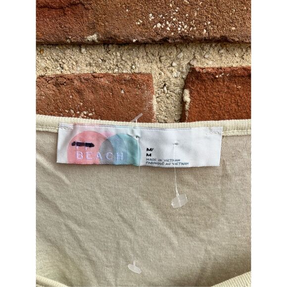 Free People Beach Noelle Women's Spaghetti Strap Tiered Mini Dress beige Medium - Picture 8 of 9